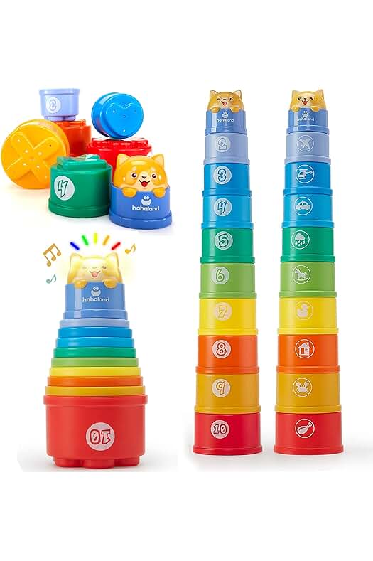 Juego de Vasos Apilables para Niños de 1 año con Luces y Sonidos.