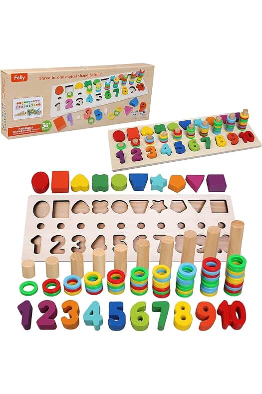 Juego Educativo de Madera Montessori para Niños: Tablero de Conteo y Clasificación Matemática.