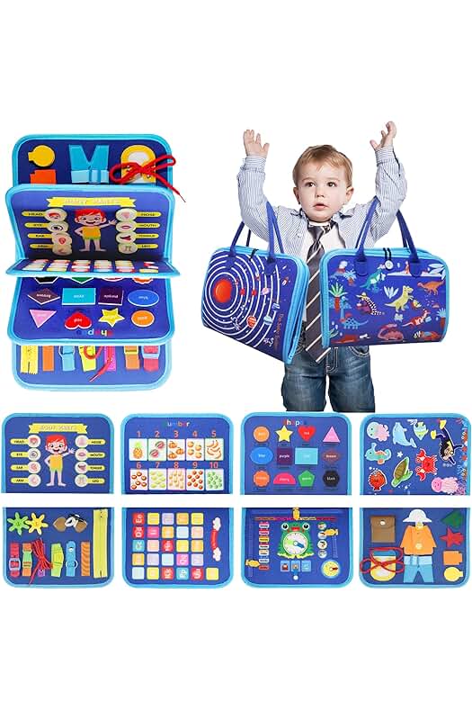 Juego Sensorial Montessori para Niños: Tablero de Actividades Educativas para Aprender Habilidades Básicas.