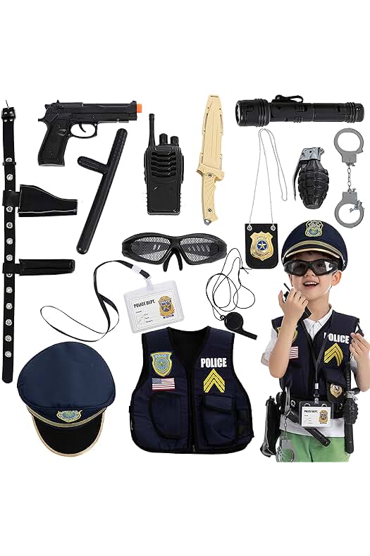 Juegos de Rol de Policía para Halloween: Set de Accesorios y Disfraces de Policía de 14 Pcs.