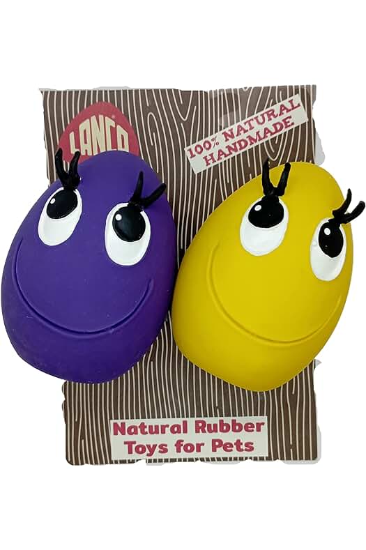 Juguete para mascotas Lanco - Pack de 2 Huevos Ríe L, 100% Caucho Natural, hecho a mano