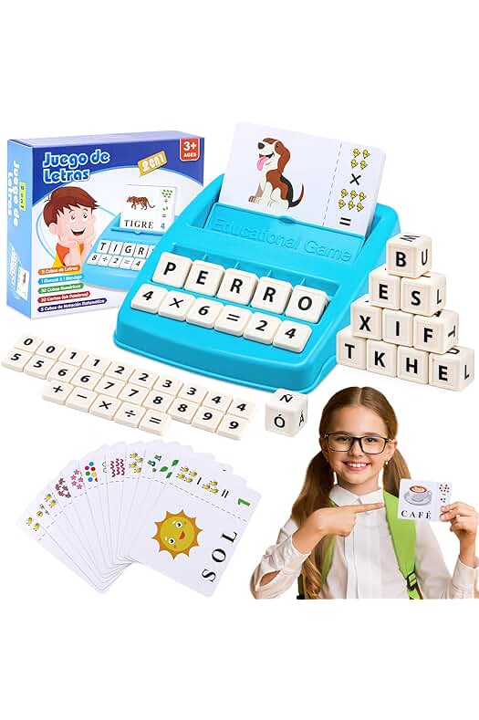 Juguetes educativos Montessori para niños de 3 a 8 años - Scrabble Español y Aritmética divertida