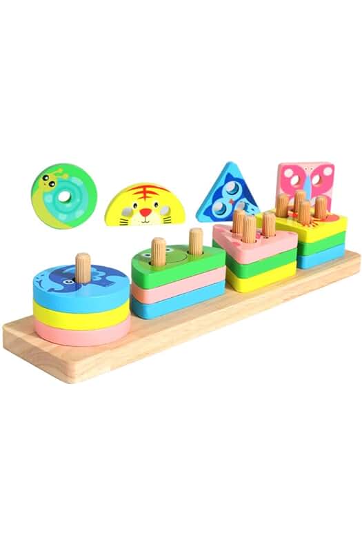 Juguetes Montessori de Madera para Niños Pequeños: Clasificadores, Apilables y Educativos.