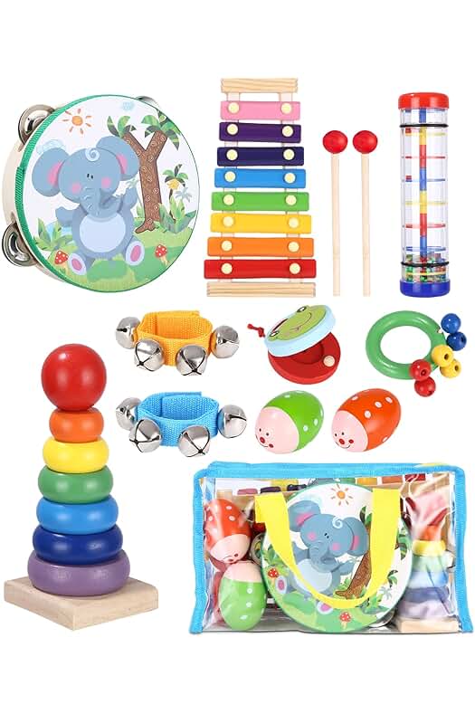 Juguetes Musicales de Madera para Niños: Set de Percusión Infantil para Navidad y Cumpleaños.