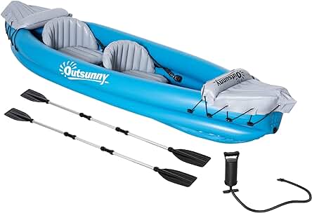 Kayak Hinchable para Dos Personas - Kit Completo con Asientos, Remos y Bomba