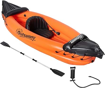 Kayak inflable para 1 persona con accesorios - ¡Disfruta de la aventura acuática con comodidad!
