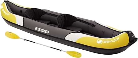 Kayak inflable SEVYLOR Colorado™Yellow, resistente y versátil para aventuras acuáticas.