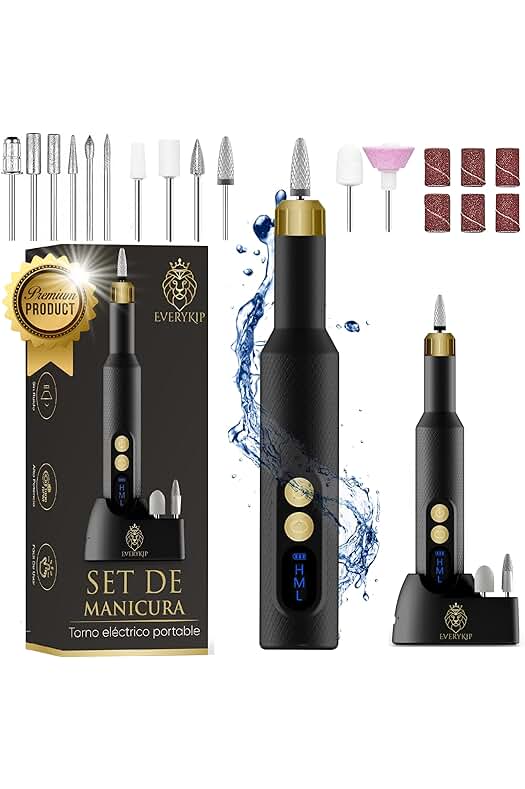 Kit completo de manicura y pedicura con torno inalámbrico para uñas.