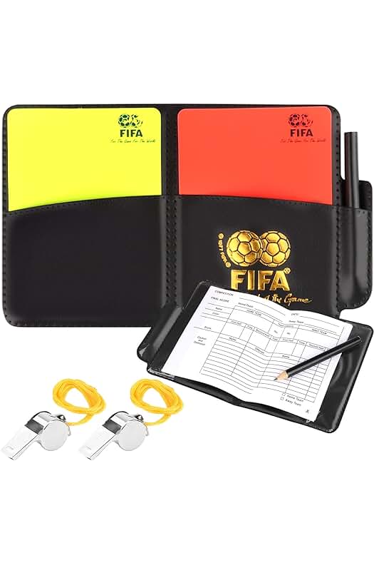 Kit completo de tarjetas de árbitro y silbato para fútbol y deportes escolares