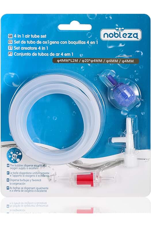 Kit completo para acuarios: Bomba de aire Nobleza 4-en-1 con accesorios para oxigenar tu acuario.