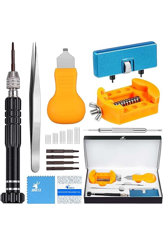 Kit completo para cambiar pilas de reloj: Herramientas y accesorios profesionales para una fácil reparación.