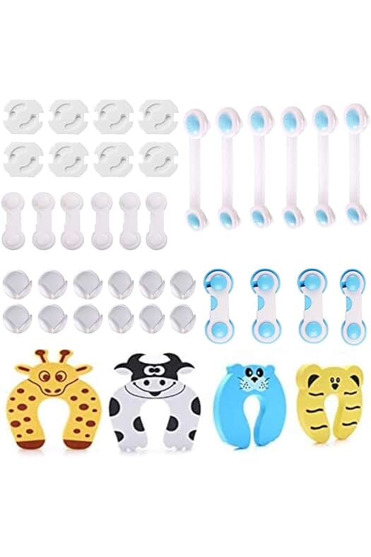 Kit completo para la seguridad del bebé con bloqueos, protectores y enchufes de alta calidad.