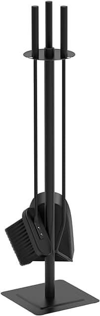Kit de Accesorios para Chimenea de Hierro Forjado, Atizador, Escoba, Pala y Soporte, Negro