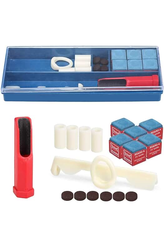 Kit de Accesorios para Taco de Billar de Reparación y Mantenimiento con Puntas de Cuero