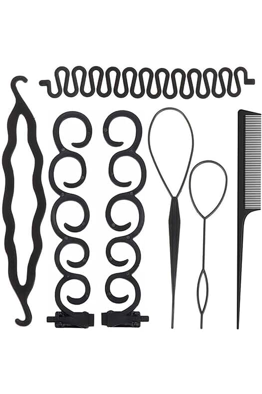 Kit de Accesorios para Trenzar el Cabello: Herramientas y Clips para Peinados Fáciles y Creativos.