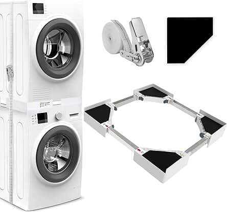 Kit de Apilado Universal para Lavadora y Secadora con Trinquete Ajustable - NIUXX