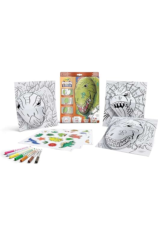 Kit de Arte Crayola POPS - Dinosaurios: Actividades 3D para Colorear y Crear dibujos en 3D