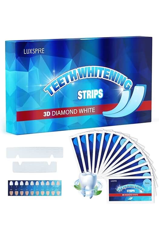 Kit de Blanqueamiento Dental Luxspire: Tiras blanqueadoras para eliminar manchas y blanquear los dientes eficazmente