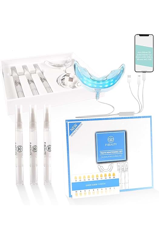 Kit de blanqueamiento dental profesional con luz azul LED - sonrisa radiante en casa.