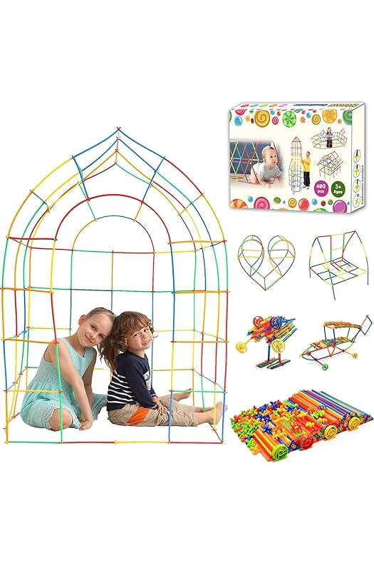 Kit de Construcción para Niños: Construye y Juega con Palos y Túneles de Fortalezas (480pcs)