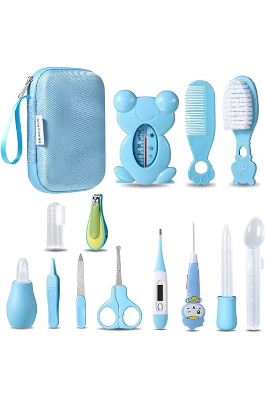 Kit de Cuidado para Bebés con Accesorios LED y Cortador de Uñas, Color Azul