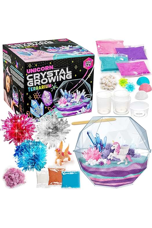 Kit de Cultivo de Cristales Unicornio Mágico con Terrario para Niños, Regalos Divertidos y Educativos.