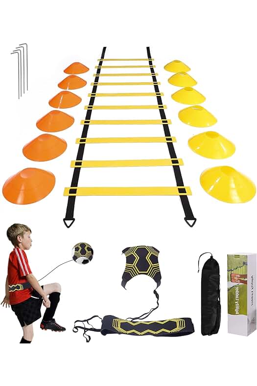 Kit de Entrenamiento de Agilidad para fútbol: Escalera, Conos y Entrenador de Patadas.