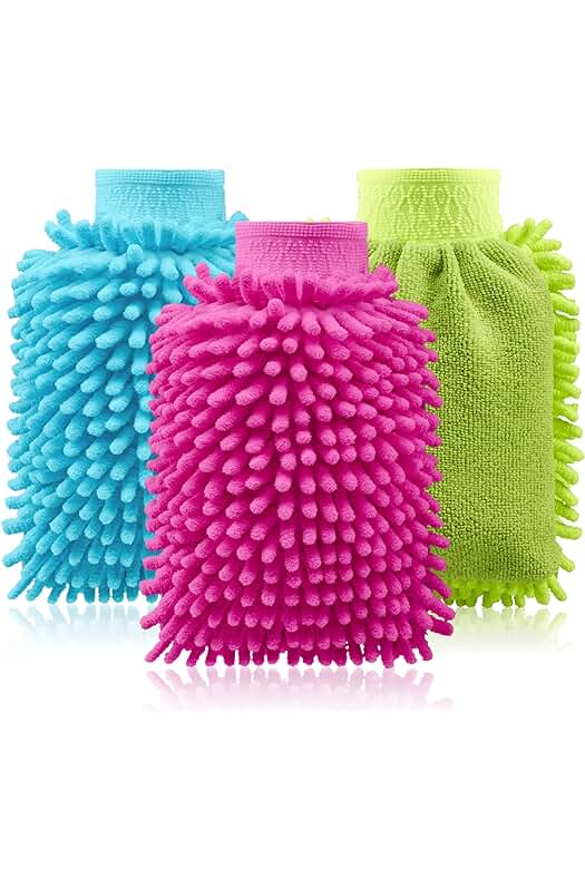 Kit de guantes de microfibra para lavado de autos y cuidado del hogar