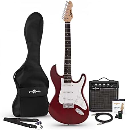 Kit de Guitarra Eléctrica con Amplificador Rojo para Principiantes
