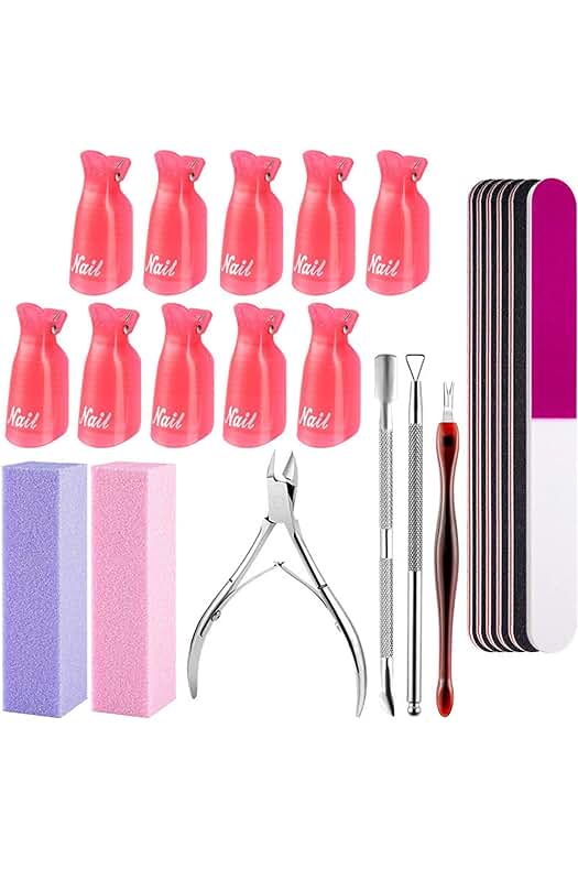 Kit de herramientas de manicura profesional con limas de uñas buffer y accesorios para cuidado de uñas.
