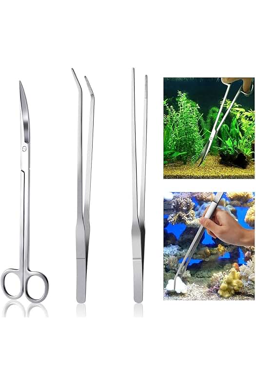 Kit de herramientas para acuarios: Alicates y tijeras de acero inoxidable para plantas y tanques de agua.