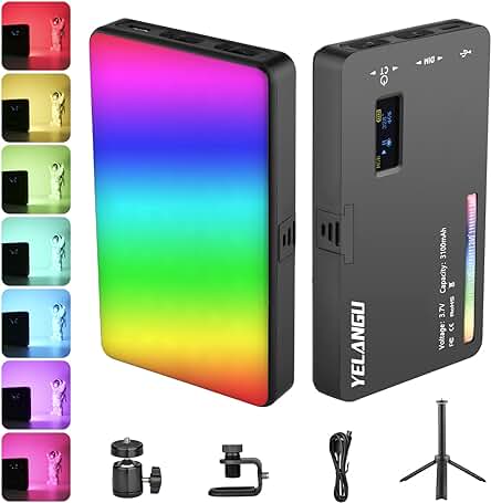 Kit de iluminación LED portátil para fotografía con accesorios, regulable 2500-9000k y batería de 3100mah