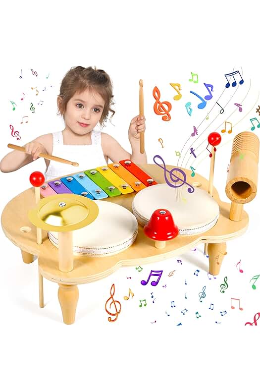 Kit de Instrumentos Musicales de Madera para Niños: Juego de 10 piezas Montessori, Regalo Creativo.