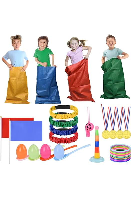 Kit de Juegos al Aire Libre Flintronic para Niños: Carreras de Sacos, Juego de Anillos y más