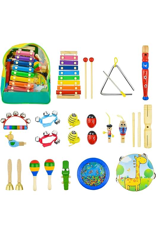 Kit de Juguetes Musicales Educativos para Bebés con 27 Piezas de Instrumentos de Madera