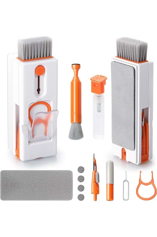 Kit de Limpieza Multifuncional para PC con Cepillo y Extractor de Teclas, Naranja