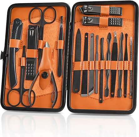Kit de manicura profesional para hombres, herramientas de corte y cuidado de uñas (18 piezas)