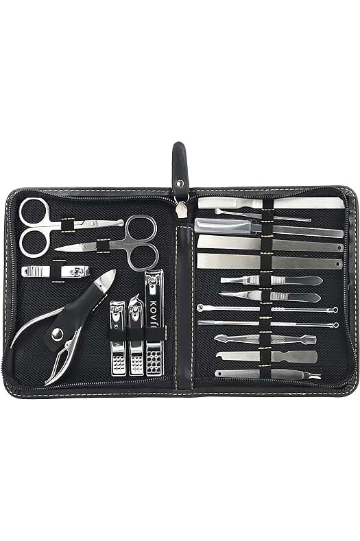 Kit de Manicura y Pedicura Profesional con Cortaúñas de Acero Inoxidable - Set de 19 Piezas