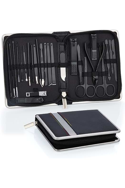 Kit de Manicura y Pedicura Profesional de 26 Piezas con Diseño Avanzado en Negro