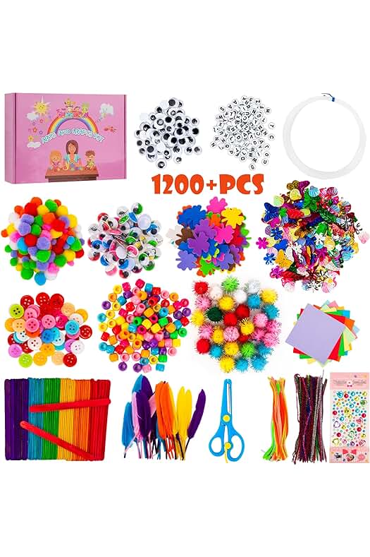 Kit de Manualidades para Niños: Crea y Descubre con Pompones, Palitos y Papel de Colores