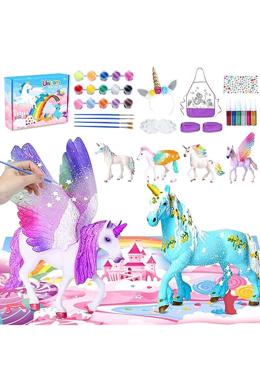 Kit de Manualidades Unicornio: Figuras para Pintar con Brillo en la Oscuridad - Regalo Creativo para Niños.