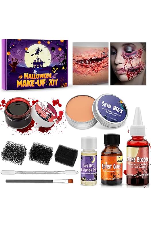Kit de Maquillaje de Efectos Especiales de Halloween con Sangre Falsa y Cicatriz