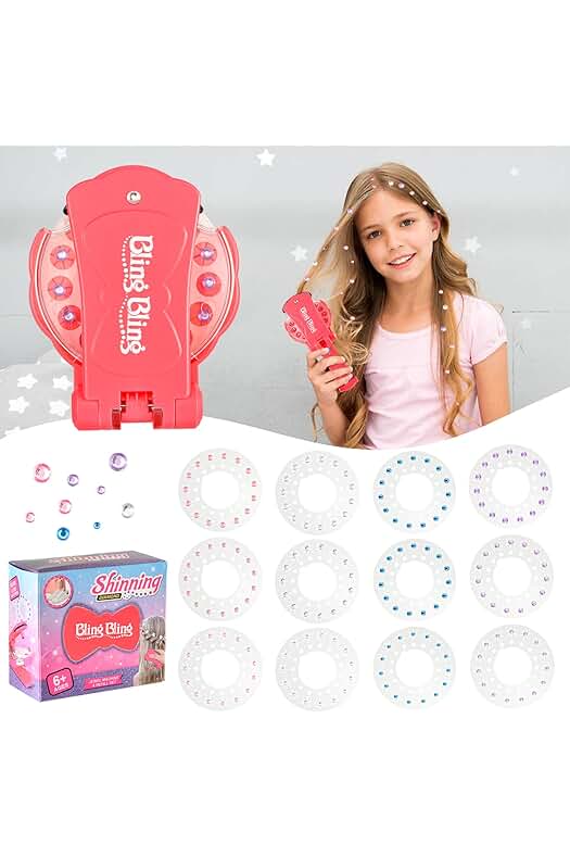 Kit de Peinado Brillante para el Cabello con Gemas - Herramienta de Estilismo para Niñas y Niños