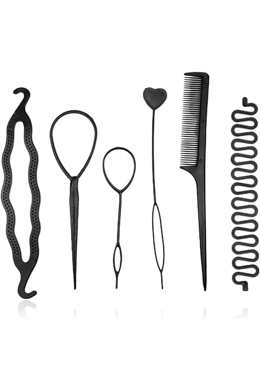 Kit de peinado para trenzas: herramientas y accesorios para un estilo DIY en cabello.