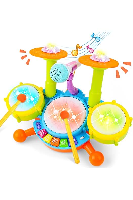 Kit de Percusión Electrónica Infantil con Luces y Efectos Sonoros Variados - Juego de Imitación.