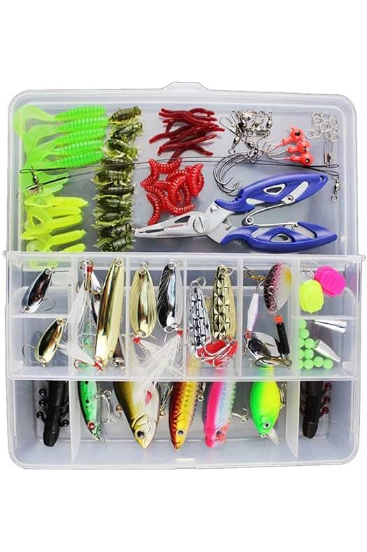Kit de pesca completo con señuelos, accesorios y caja de almacenamiento - ¡pesca como un profesional!