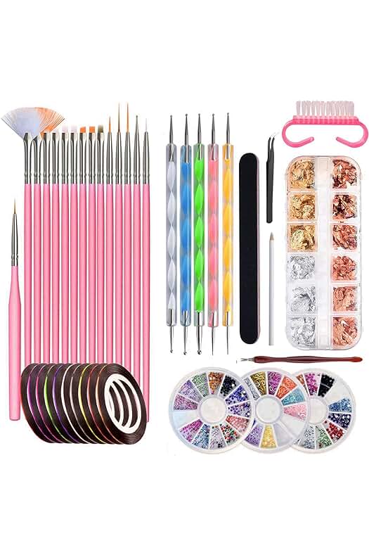 Kit de Pinceles para Pintar Uñas con Accesorios de Diseño y Decoración