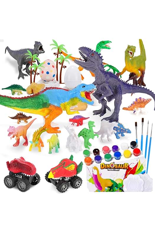 Kit de Pintura de Dinosaurios: Divertido Set de Arte para Niños con 45 Figuras para Pintar.