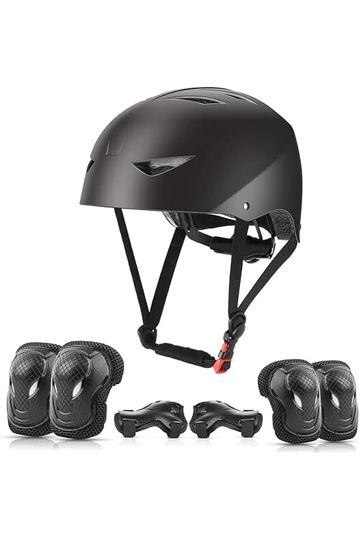 Kit de Protección para Patinaje: Casco Ajustable, Rodilleras y Coderas para Deportes Extremos.