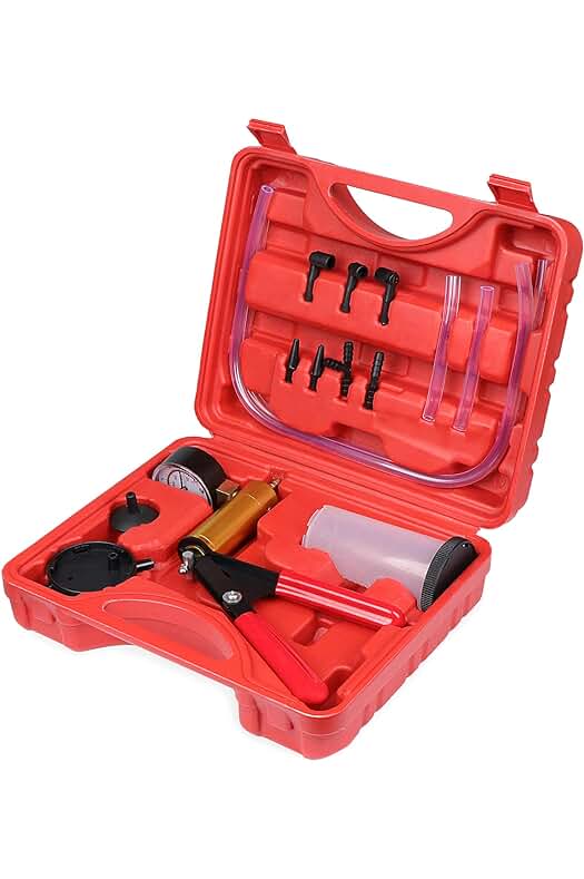Kit de Purga de Frenos con Bomba de Vacío y Medidor de Presión para Automóviles, Camiones y Motocicletas.